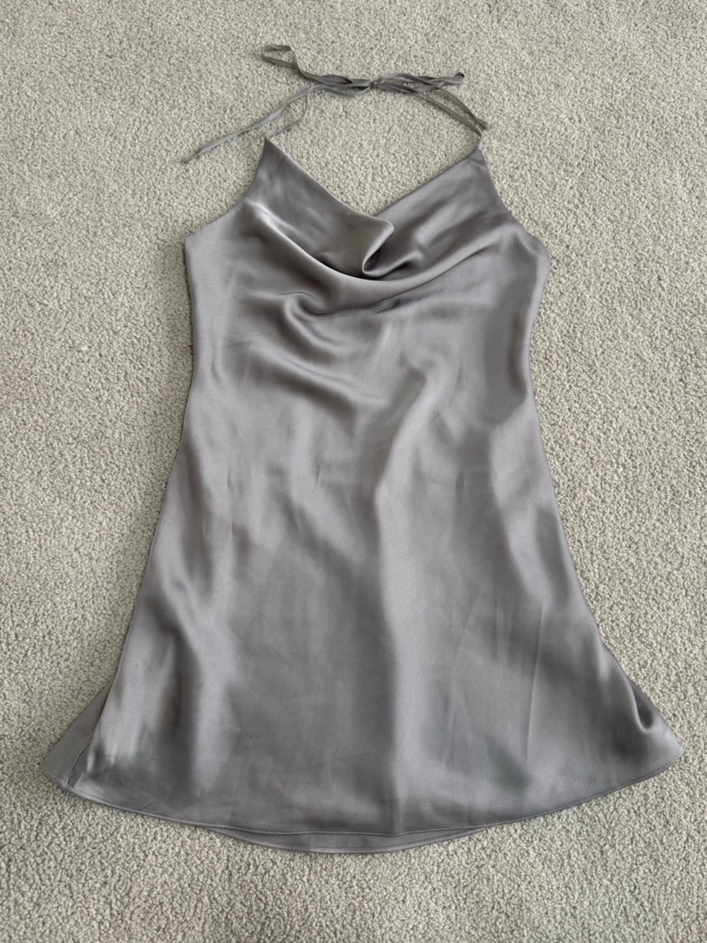 NWT Abercrombie & Fitch Satin Halter Cowl Dress - Silver